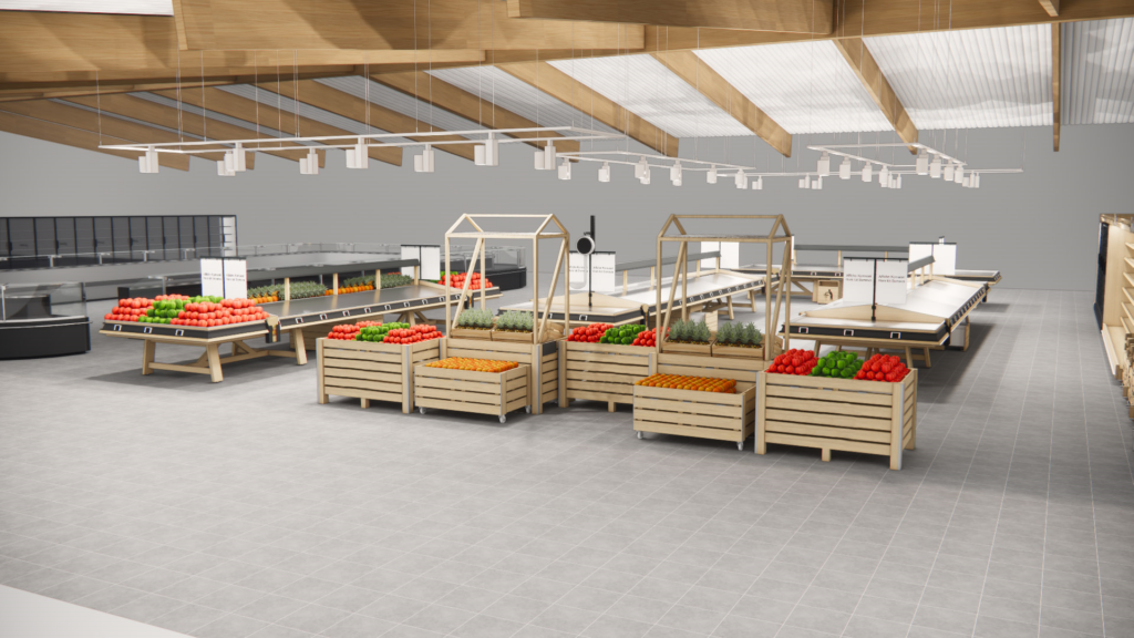 Mobilier palox en bois d'animations professionnel pour fruits et légumes